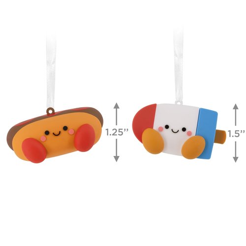 Hallmark Better Together Hot Dog and Freeze Pop Magnetic Christmas Ornaments, Shatterproof, Set of 2, Food Gifts