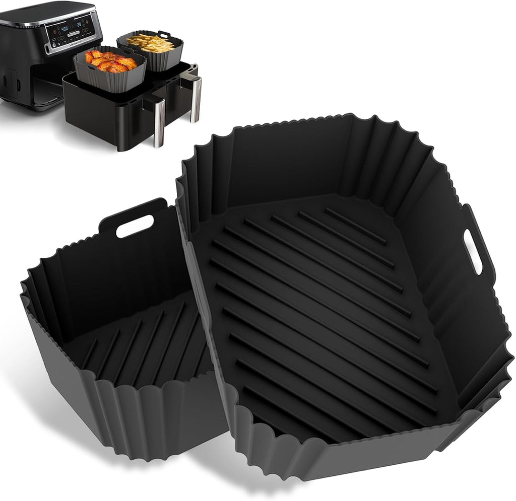 Skiennix Non-Stick Silicone Air Fryer Liners - Perfect Fit for Ninja & COSORI 8-10 QT | 2-Pack