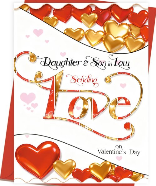 OJsensai Valentine’s Day Card for Daughter and Son in Law from Parents, Valentines Decorations Gifts Ideas