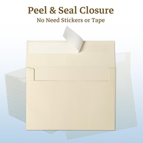 Cream Folded Blank Cards and Envelopes, Goefun 4.25 x 5.5 Ivory Cardstock and A2 Envelopes Self Seal 100 Pack for Wedding, Invitations, DIY Greeting Cardstock, Thank You Cards & All Occasion