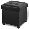 FIMIVIBI 17.7" Ottoman with Storage, Square Storage Ottoman for Dorm, Faux Leather Ottomans with Legs for Living Room, Bedroom, Black
