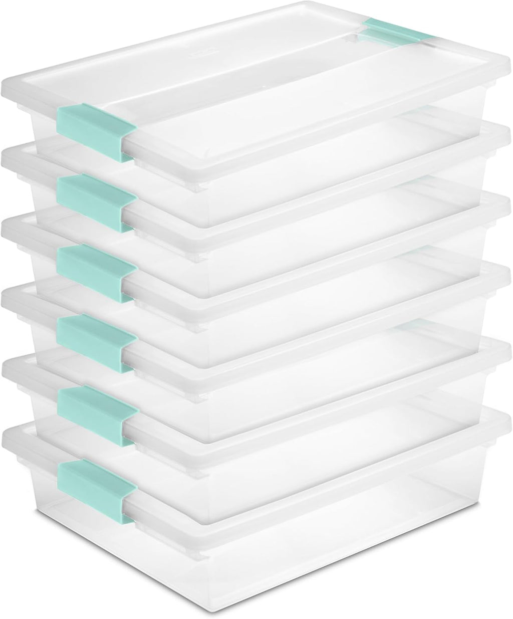 Sterilite 6-Pack Clip Box | Stackable Clear Plastic Bins with Latching Lids - Ideal for Arts, Crafts, and Office Organization