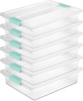 Sterilite 6-Pack Clip Box | Stackable Clear Plastic Bins with Latching Lids - Ideal for Arts, Crafts, and Office Organization