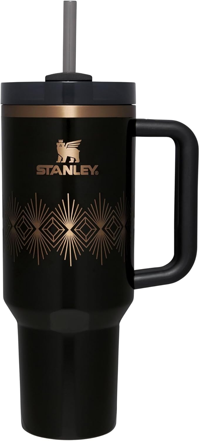 Stanley Quencher Tumbler - 40 oz Black Gloss | H2.O FlowState™ Design for Ultimate Hydration