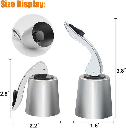 3 Pack Stainless Steel Wine Stoppers, Reusable Wine Bottle Stopper Sealer with Silicone Plug, Beverage and Wine to Keep Fresh, Ideal Gift for Wine Lover