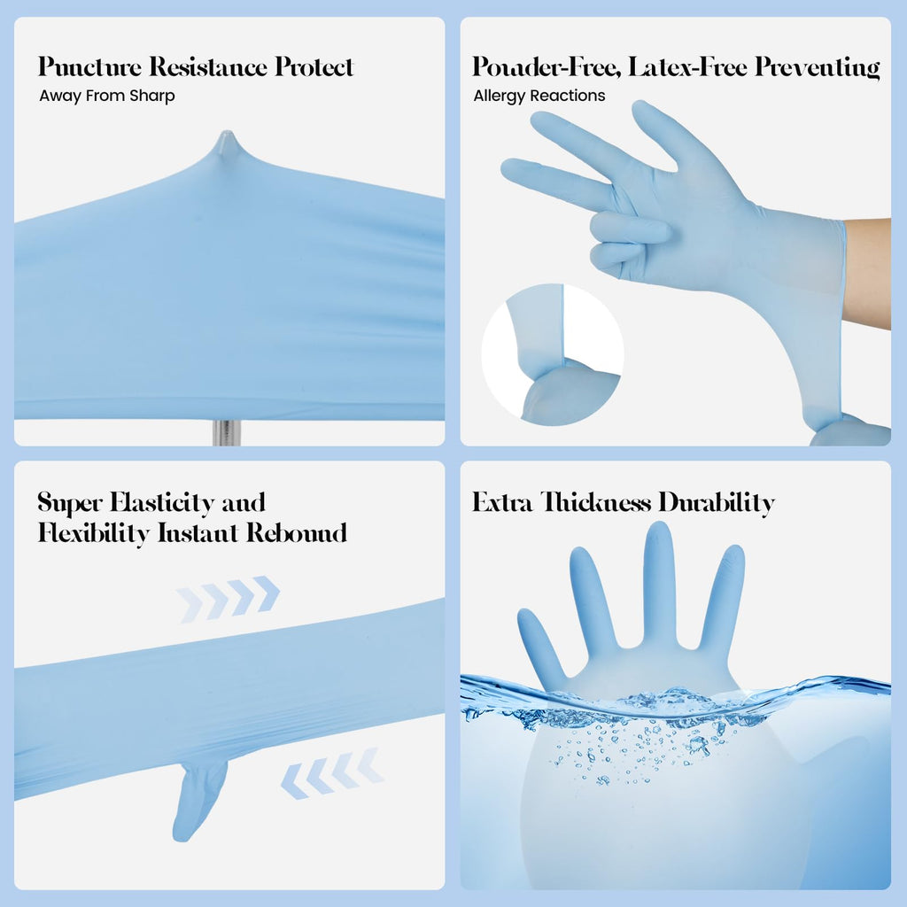 Xandoval Kids Disposable Gloves for 3-8 Years, 5Mil Blue Nitrile Gloves with Latex-Free and Powder-Free, Durable and Protective for Work, Cleaning, Cooking, Gardening (XS,100PCS)