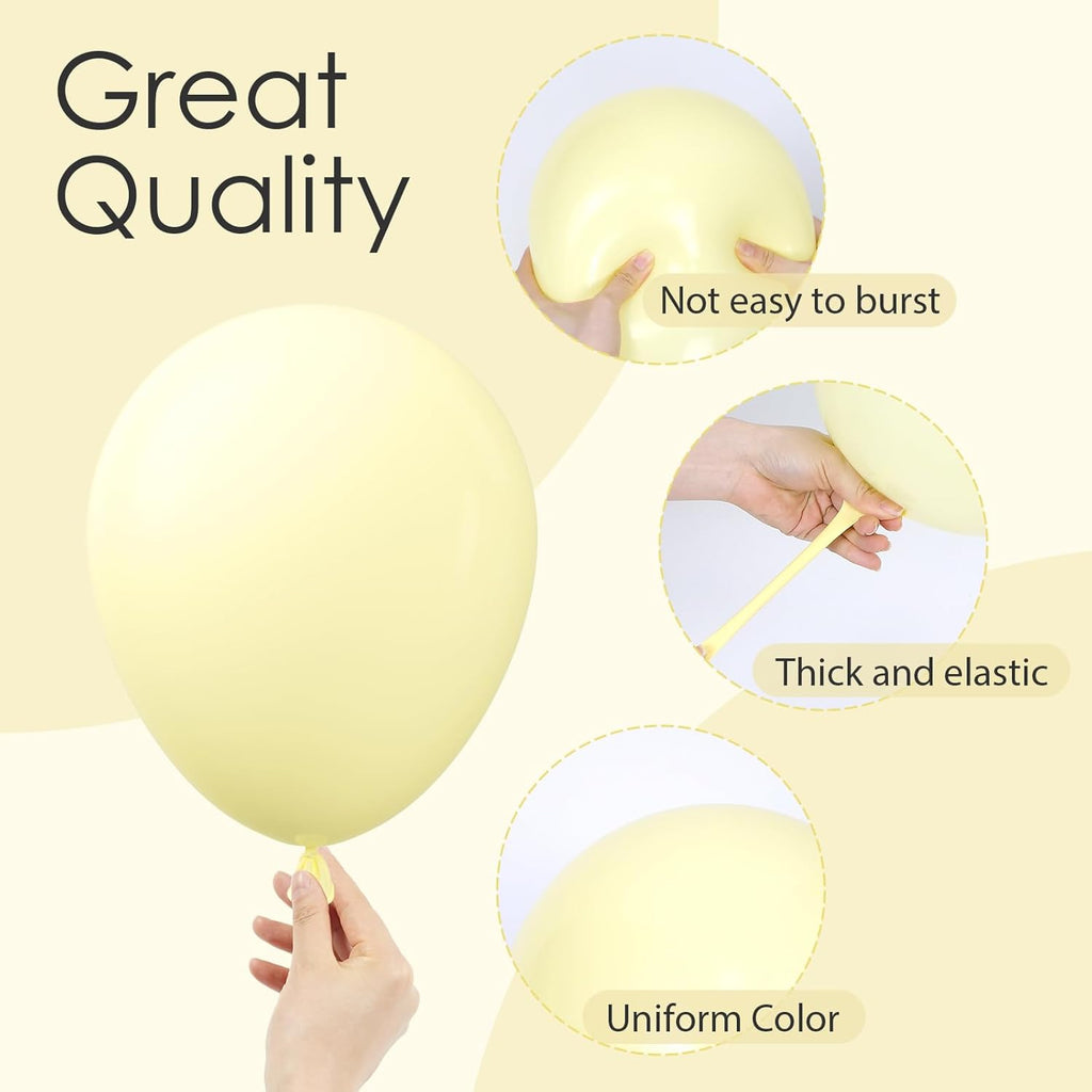 Skiennix Pastel Yellow Balloon Arch Kit - 120pcs in Various Sizes for Gender Reveal & Baby Shower Decor