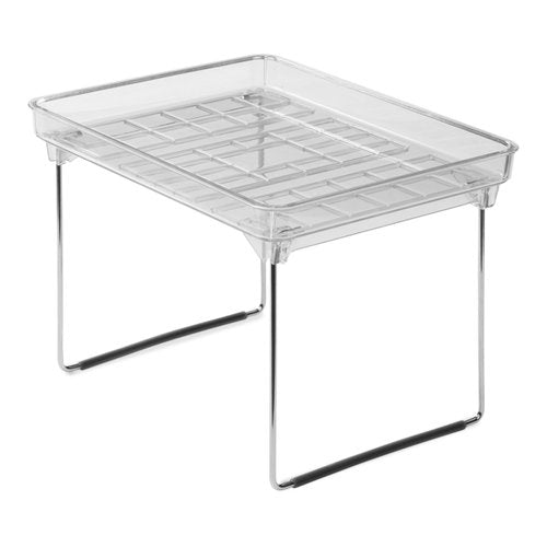 madesmart Stacking Shelf, Small, Clear, Vertical Storage with Airflow Holes, Organizer for Spices, Make-Up, Bottles & Jars, Clear