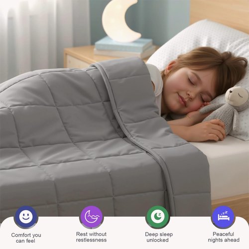 XVCAS Weighted Blanket -5lbs 41"x60" Cooling Heavy Blanket for 60-80lbs with Premium Glass Beads - Soft Thick Big Blankets for All-Season Sleeping Comfort Breathable