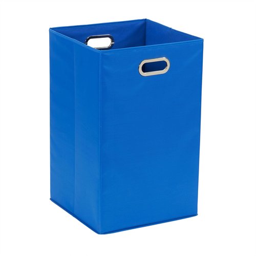 Household Essentials GEN Folding Laundry Hamper, Grommet Handles, Sturdy Fiberboard with Polyester Lining, Quick Set-Up, Squared Shape Saves Space, Blue
