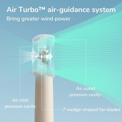 JISULIFE Handheld Portable Turbo Fan - 16H Max Cooling, 4000mAh USB Rechargeable, 5 Speeds - Brown