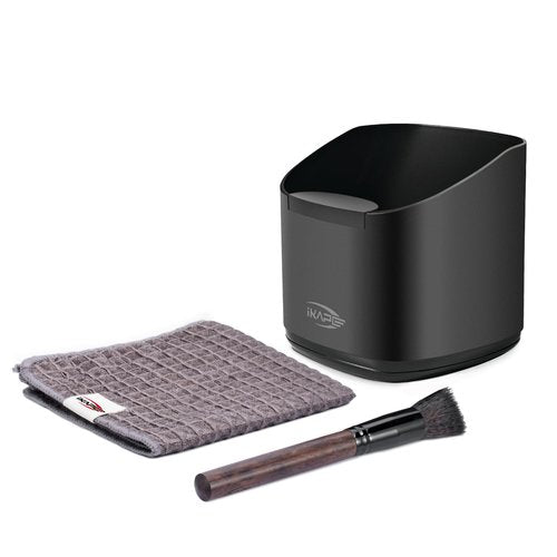 IKAPE Espresso Kit 3 IN 1, Espresso Knock Box, Cleaning Towel & Brush for Barista-Grade Maintenance - Black Espresso Machine Coffee Puck Disposal Box