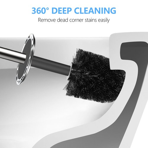 SetSail Toilet Brush, Compact Size Toilet Bowl Brush and Holder Toilet Brushes for Bathroom with Stainless Steel Handle Toilet Cleaner Brush with Durable Scrubbing Bristles, Splash-Proof