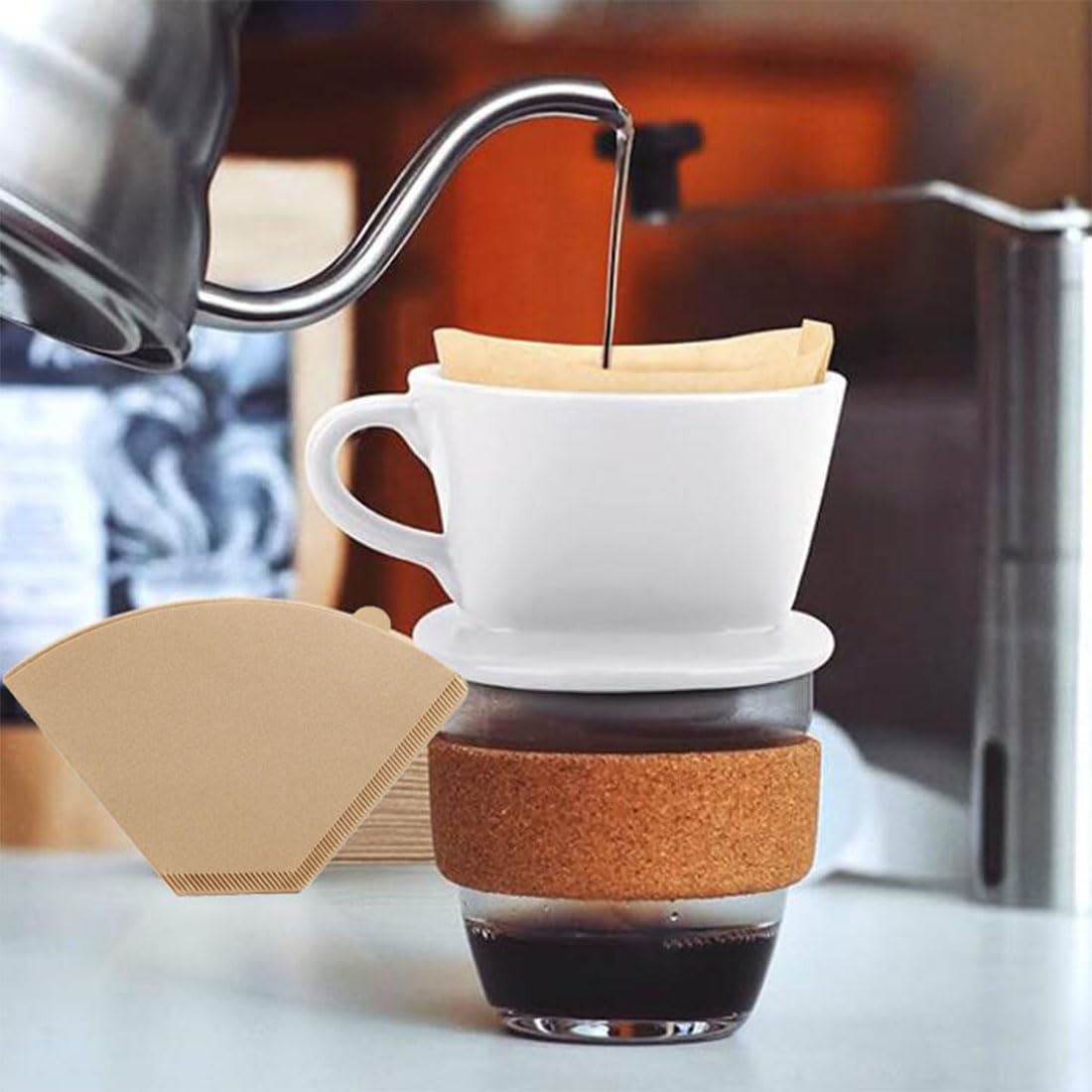 #4 Coffee Paper Filters for Ninja Coffee Makers,8-12 Cup 100 Count Natural Unbleached Disposable Cone Paper Filters