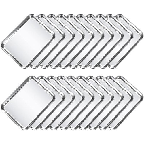 Voittozege 20-Piece Baking Sheet Set - Stainless Steel Pans, 10 x 8 x 1 Inch Oven & Dishwasher Safe
