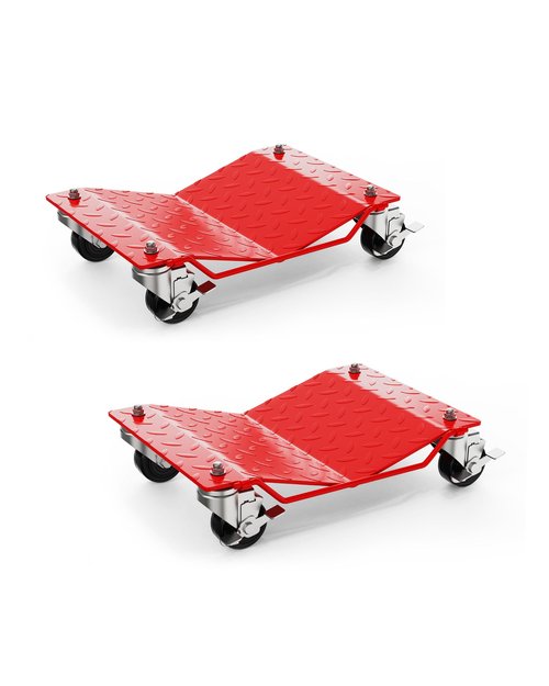 Garvee Car Wheel Dolly Set of 2,3000 LBS Capacity Heavy Duty Vehicle Mover Dolly with Brakes for Moving Cars, Trucks, Trailers and Motorcycles, Red