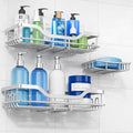 Omaira Shower Caddy - 3-Pack Rustproof No-Drill Organizer with Soap Holder for Smooth Walls | Silver (Large)