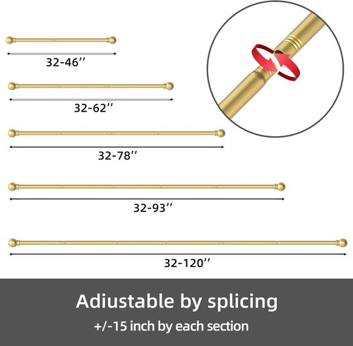 GXOACKJ Decorative Gold Curtain Rods - Heavy Duty Metal Set for Windows 28-78 Inches