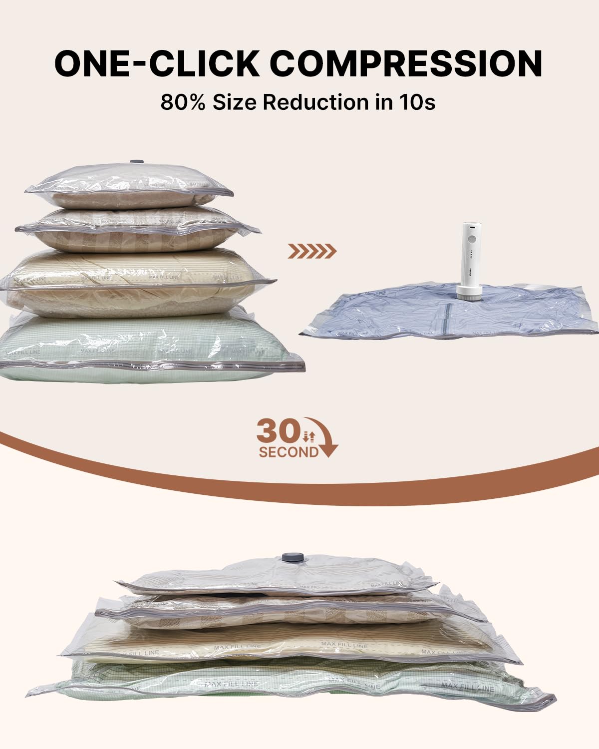 Vacuum Seal Bags for Clothing Travel, VINTAR 16 Pack Vacuum Storage Bags with Rechargeable Wireless Pump, Space Saver Bags(4 Jumbo+4 Large+4 Medium+4 Small) for Travel Luggage, Suitcase Storage