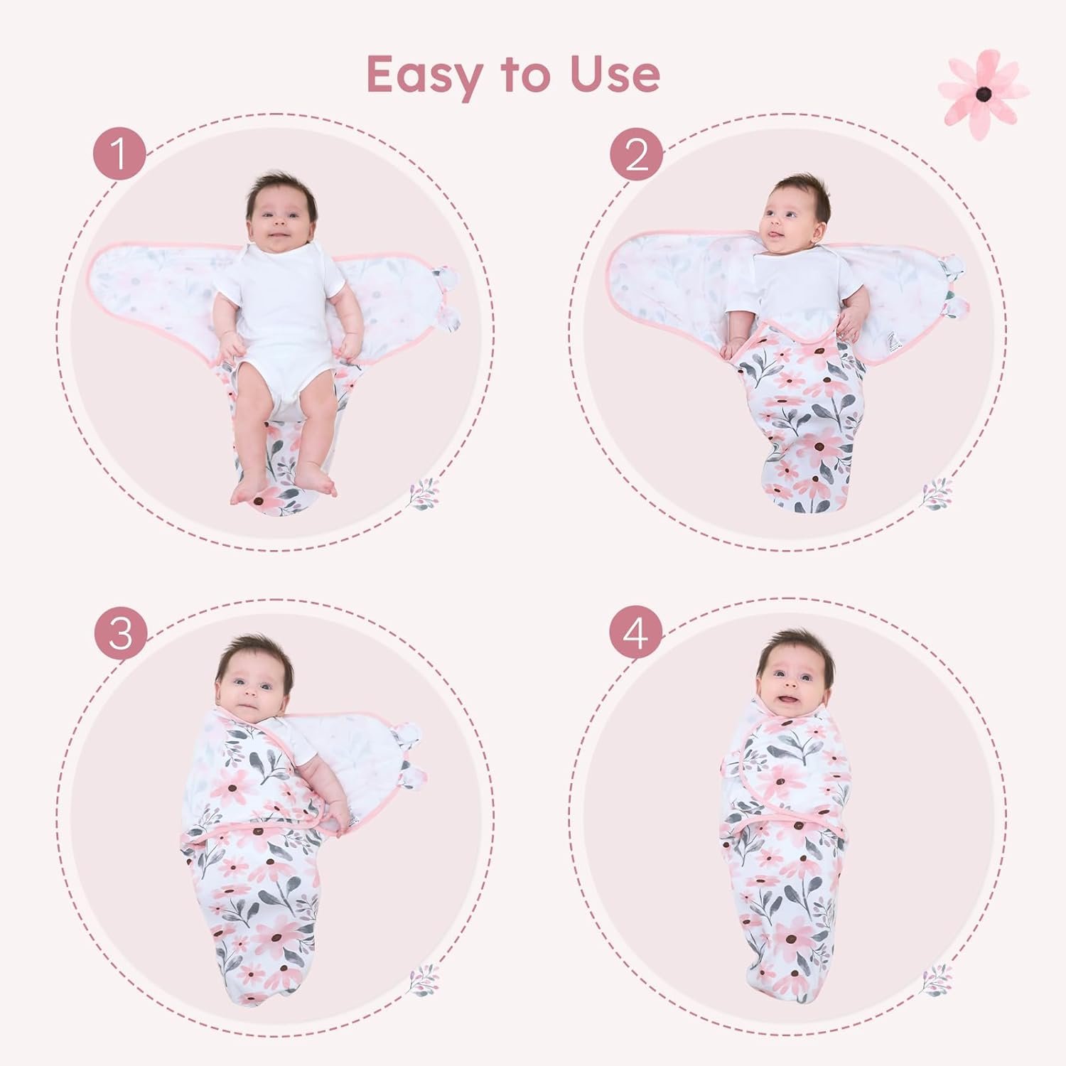 Yoofoss Baby Swaddles - 100% Cotton Adjustable Swaddle Sack | Breathable Soft 3-Pack for Newborns (0-3 Months)
