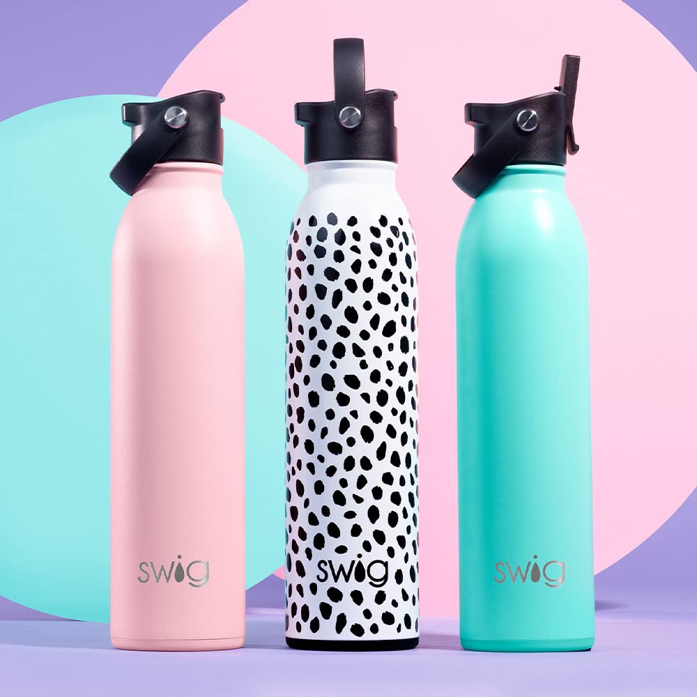 Swig Life 20oz Insulated Water Bottle, Travel Water Bottle with Straw and Lid, Cup Holder Friendly, Stainless Steel (Matte Olive)