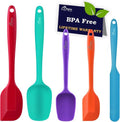 HOTEC Silicone Rubber Spatula Set - Heat Resistant 600℉, Non-Stick & BPA-Free | Multicolor, Set of 5