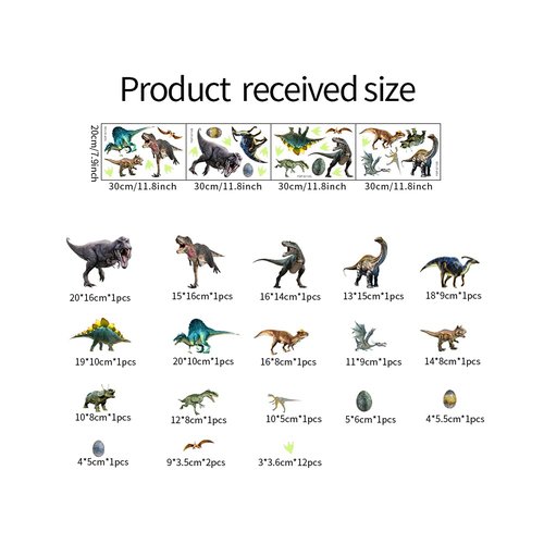 Dinosaurs Wall Decals Glow in The Dark Dinosaur Wall Stickers Removable Tyrannosaurus Wall Decor Dinosaur Eggs and Paw Print Wall Mural for Kids Nursery Living Room Bedroom Classroom Home Decoration
