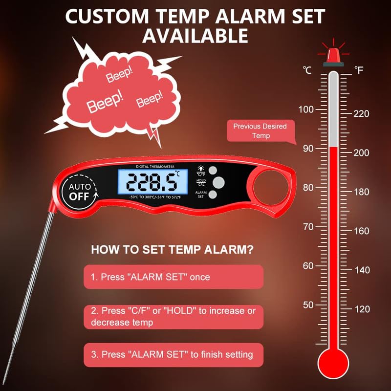 Skiennix Digital Meat Thermometer - Instant Read Dual Probe with Backlight LCD Display | Perfect for BBQ & Kitchen Use