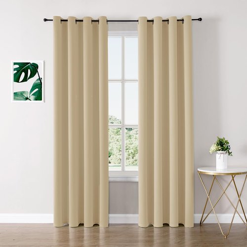 ChrisDowa Blackout Curtains - Thermal Insulated Room Darkening Grommet Panels, 52 x 120 Inch, Biscotti Beige