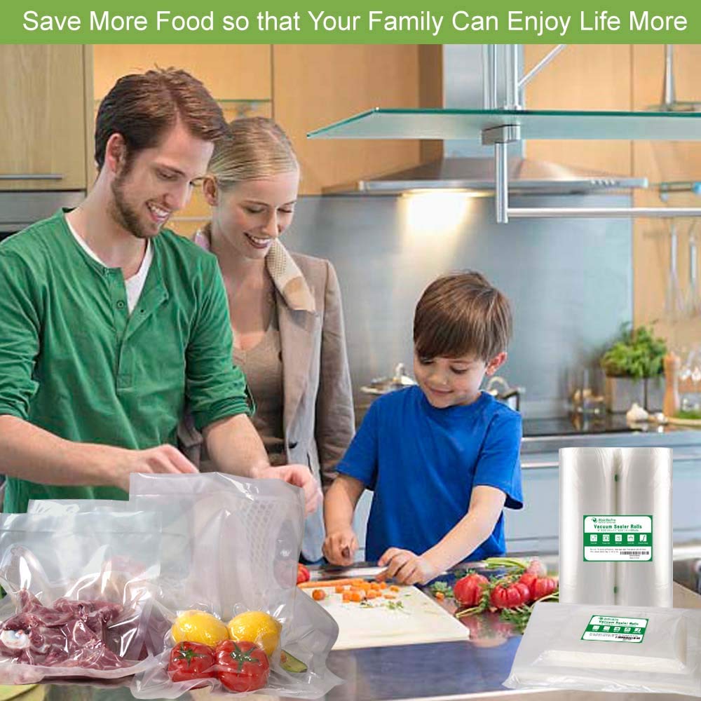 MakMeFre 3 Pack 8"x20'(3Rolls) Vacuum Sealer Bags Rolls for Food,Commercial Grade, BPA Free,Puncture Prevention,Great for Sous Vide Cooking