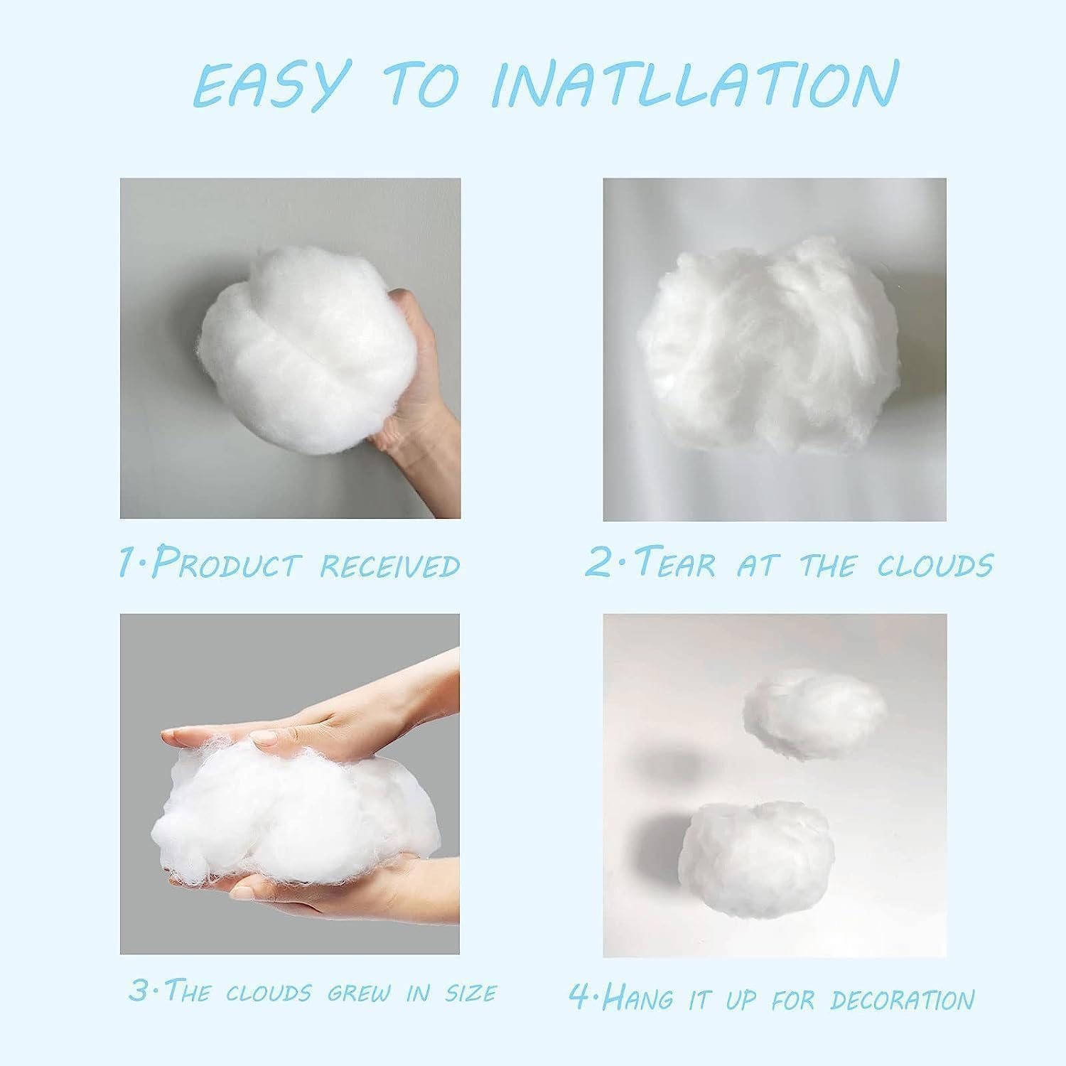 Skiennix 10-Piece Cloud Decorations - 3D Cotton Hanging Props for Wedding & Party Decor | Mixed Sizes