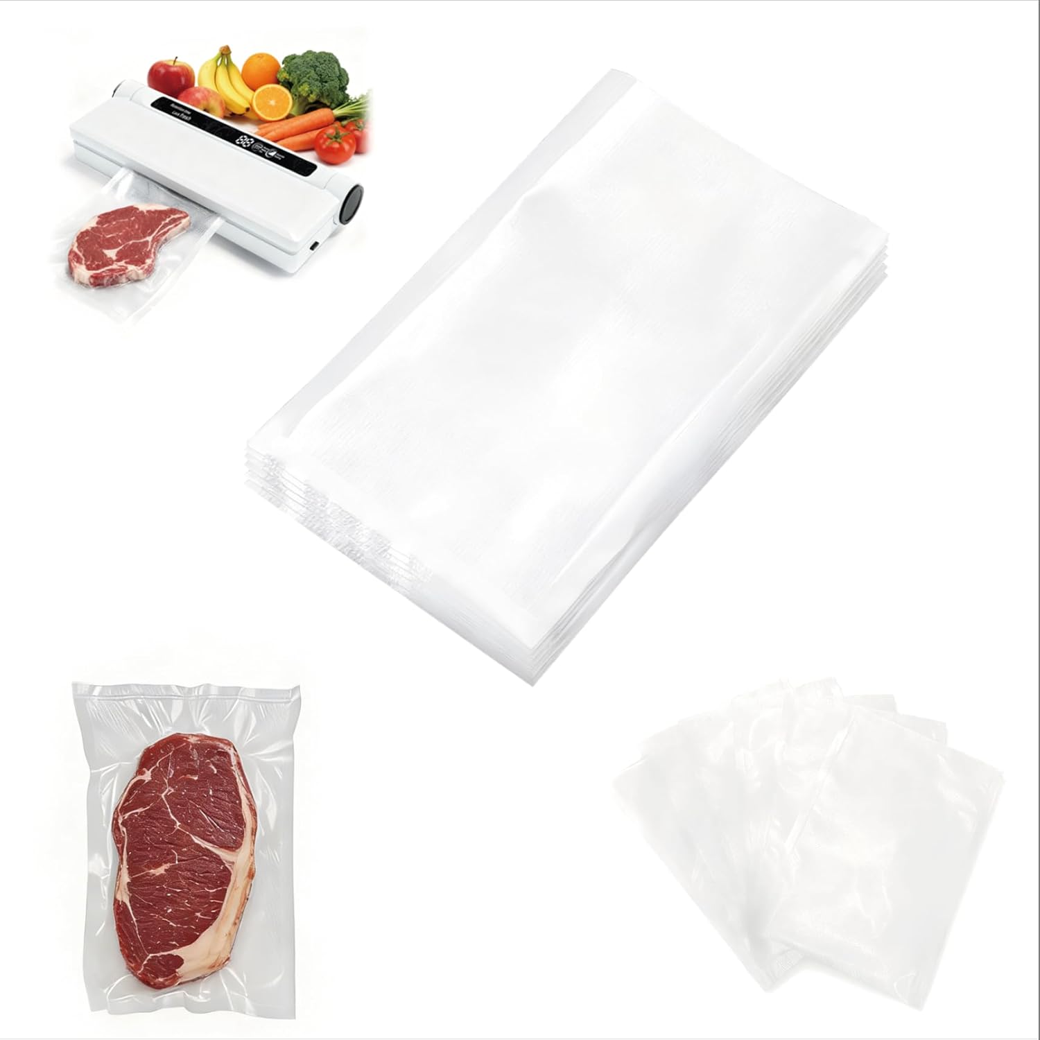 Vacuum Sealer Bags - Heavy-Duty 10x7 Inch (20 PCS) | BPA-Free, Reusable & Puncture-Resistant for Food Storage & Sous Vide
