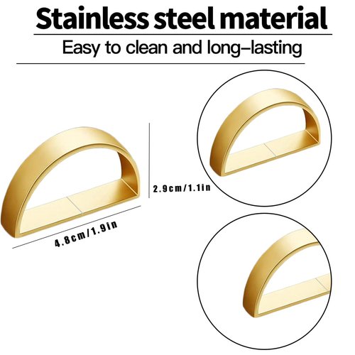 8 Pcs Matt Gold Napkin Rings - Metal Napkin Ring,Stainless Steel Napkin Rings for Table Settings Wedding Christmas Party Dinner Table(Semicircle)