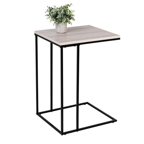 Honey-Can-Do Square C End Table, Natural TBL-09252 Black