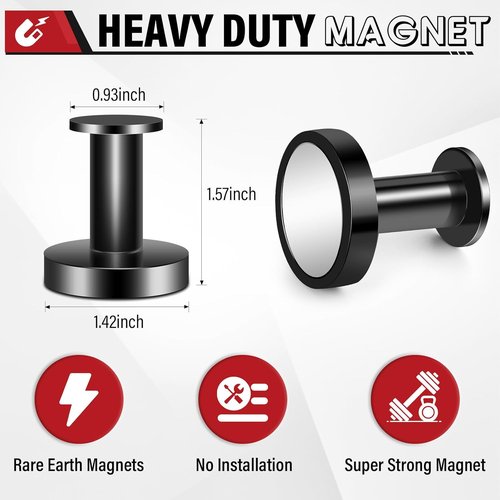 Buelkmag Magnetic Hooks - 150Lb Strong Wreath Hanger for Cruise Cabins & Classrooms | 3 Pack, Black
