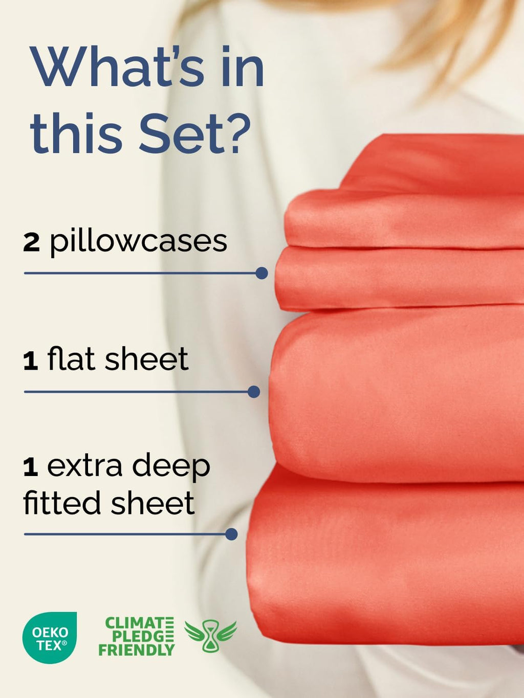 Skiennix Extra Deep Twin Sheet Set - 4 Piece Breathable Cooling Bedding - Soft Coral Color, Wrinkle-Free