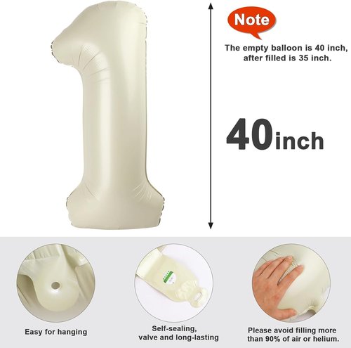 Happy 27 Balloon - Large Foil Number Decoration for Birthdays & Celebrations | Cream Color
