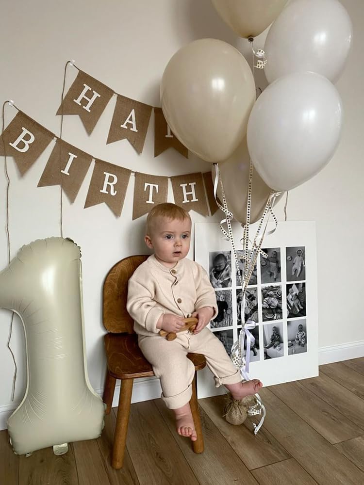 Number Balloons - 40 Inch Cream White 1 Balloon for 1st Birthday Party Decorations | Baby Shower Photo Shoot