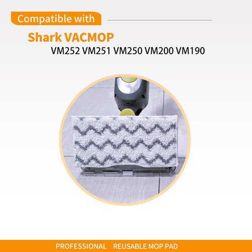 Reusable Mop Pad Refills Compatible with Shark VACMOP VM252 VM250 VM205 VM200 VM190 VC205 QM250, Vacuum Mop Pad Refills, Washable mop pad, 2 Packs White