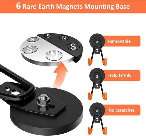 ENUODA Strong Magnetic Hooks - Heavy Duty Utility Storage Hooks for Garage | 4 Pack for Tools & Ladders