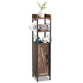 VECELO Small Bathroom Cabinet,Slim Toilet Paper Holder with Door&2 Shelves, Upgraded Narrow Storage Organizer for Restroom Bathroom Tiny Space,Metal Scroll Fenced Top Waterproof Coating,Brown