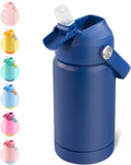 Kerilyn Kids Water Bottle - 12oz Stainless Steel Insulated Cup with Straws | Leak-Proof, BPA-Free, Blue