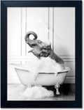 Regine Switzerland Framed Bathroom Decor - Funny Elephant in Bathtub Canvas Art | Black and White Wall Print