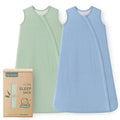 Yoofoss Baby Sleep Sack - Super Soft Bamboo Wearable Blanket for Infants 12-18 Months | 2-Way Zipper, Blue & Green