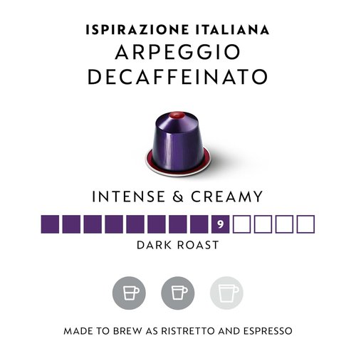 Nespresso Arpeggio Decaffeinato Coffee Pods - Dark Roast | 50-Count Original Line Capsules