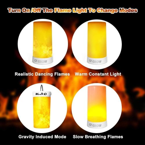 LED Flame Effect Fireplace Light - USB Rechargeable Flameless Candle with Remote & Timer | 2 Pack