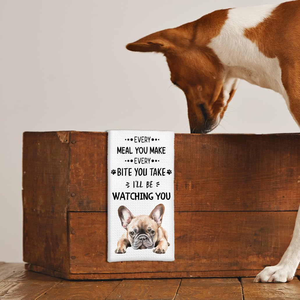 Tzhim French Bulldog Gifts Kitchen Towels Set of 2, Frenchie Mom Gift, French Bulldog Gifts for Women Dish Tea Towels for Kitchen, FrenchBulldog Hand Towels, Dog Kitchen Bathroom Decor, 16x24inch