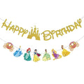 Princess Happy Birthday Banner, Princess Party Decorations Girls Birthday Party Supplies