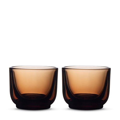 Fellow Pirch Espresso Shot Glass 3.5 oz Set of 2, Amber Artisanal Espresso Cups, Handcrafted Soda Lime Glass – Heat Retaining, Dishwasher & Microwave Safe for Latte Art & Coffee