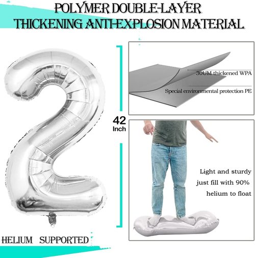 GOER Jumbo Number 25 Balloons - 42 Inch Silver Foil Helium Decorations for 25th Birthday Party
